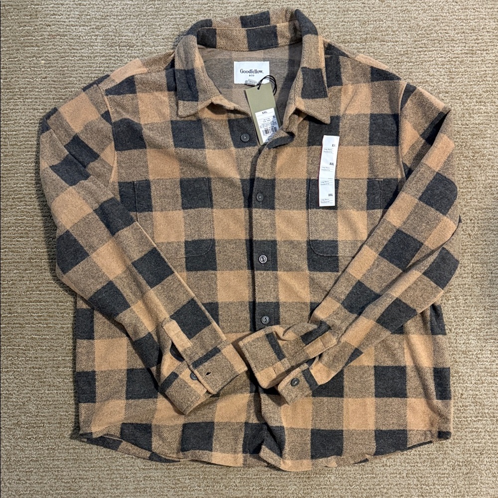 Goodfellow & Co Men's Checkered Shirt in Tan and Black
